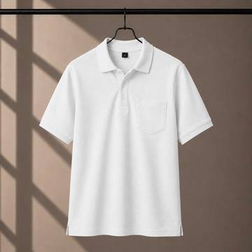 220 GSM Cotton Packet Polo White tshirt