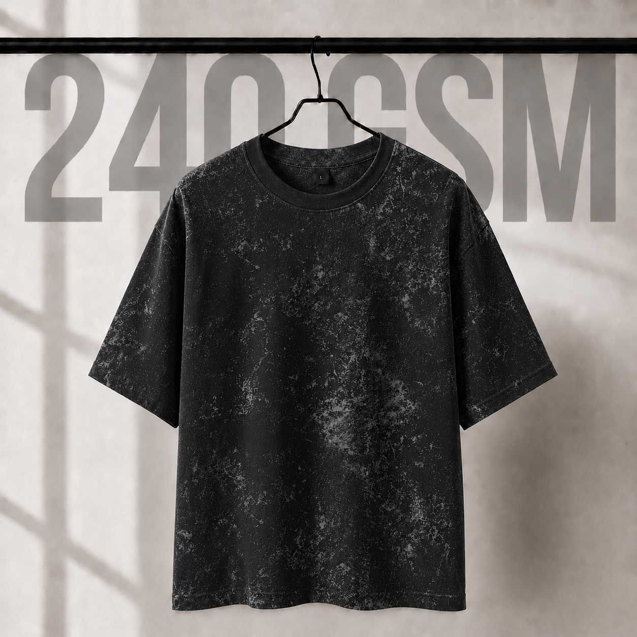 240 GSM Oversize Acid Wash Black T-Shirt