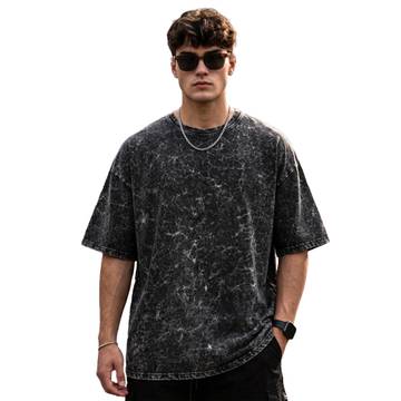 200 GSM Oversize Acid Wash Black T-Shirt