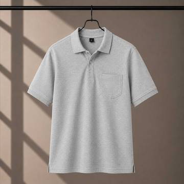 220 GSM Cotton Packet Polo Grey Melange tshirt