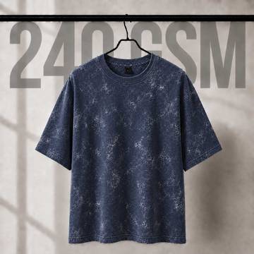 240 GSM Oversize Acid Wash Navy Blue T-Shirt