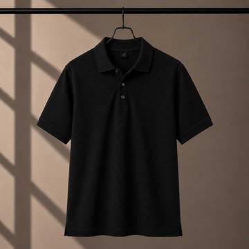 220 GSM Cotton Polo Black tshirt