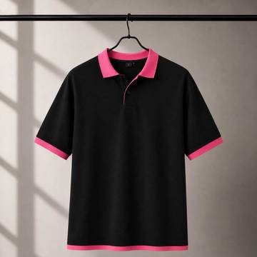 200 GSM Polyester Polo Black tshirt