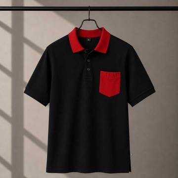 220 GSM Cotton Packet Polo Black tshirt