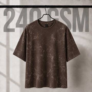 240 GSM Oversize Acid Wash Brown T-Shirt