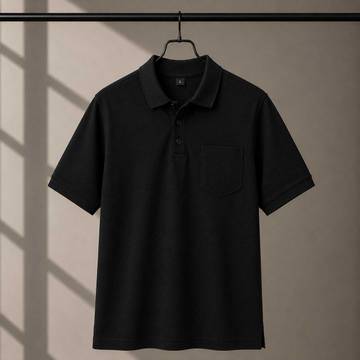 220 GSM Cotton Packet Polo Black tshirt