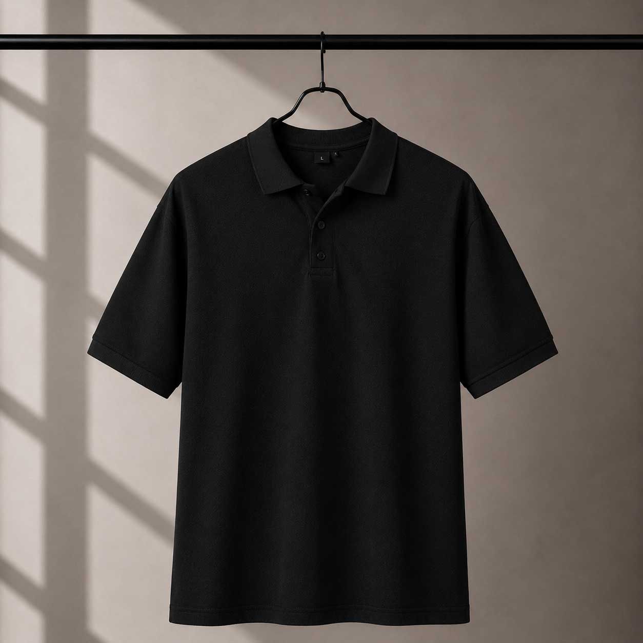 200 GSM Polyester Polo Black tshirt