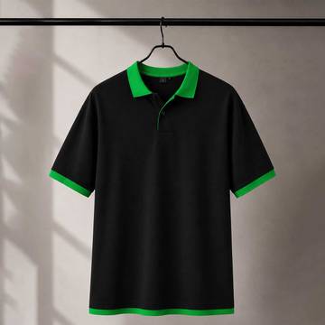 200 GSM Polyester Polo Black tshirt