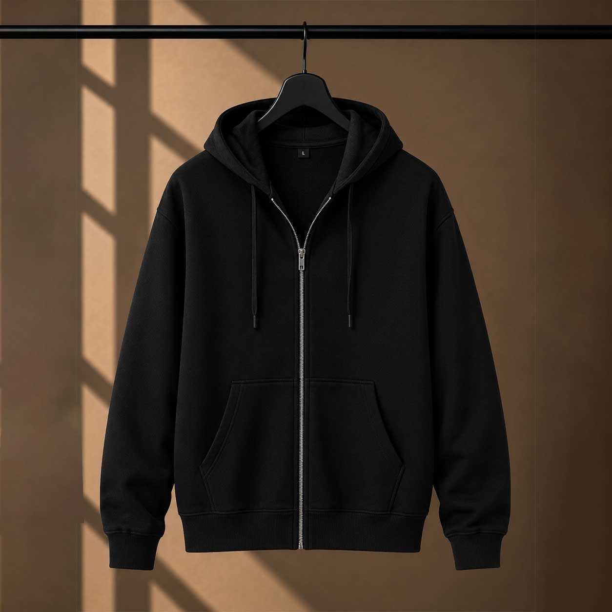 300 GSM Zip Regular Hoodie Black