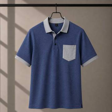220 GSM Cotton Packet Polo BlueMelange tshirt
